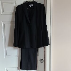 Calvin Klein Women's Two Tone Gray Pinstripe Pantsuit